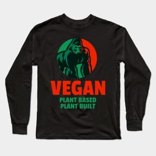 Vegan - Plant Based/Built - Red & Green Long Sleeve T-Shirt